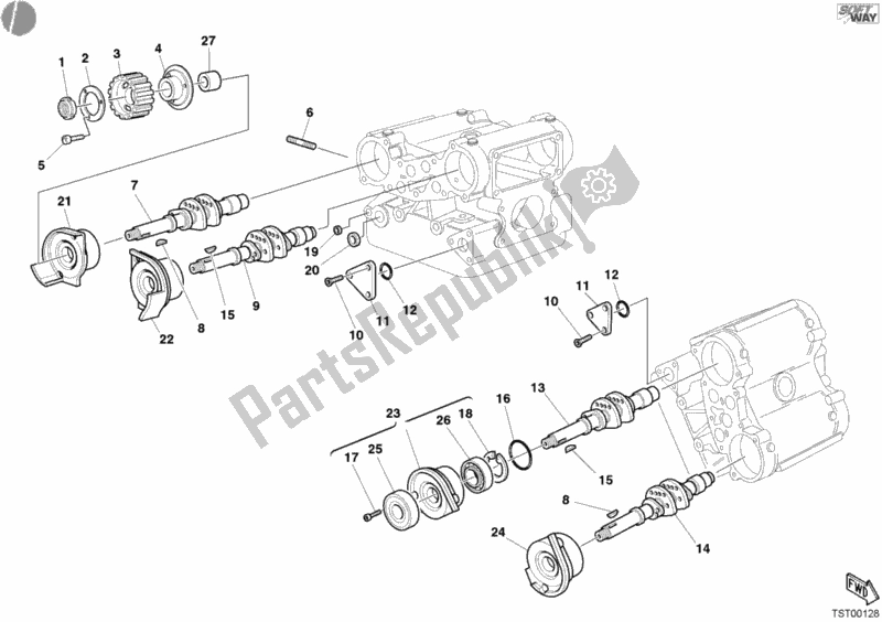 Alle onderdelen voor de Nokkenas van de Ducati Sport ST4 S ABS USA 996 2005